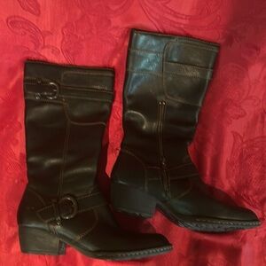 Born dark brown leather boots